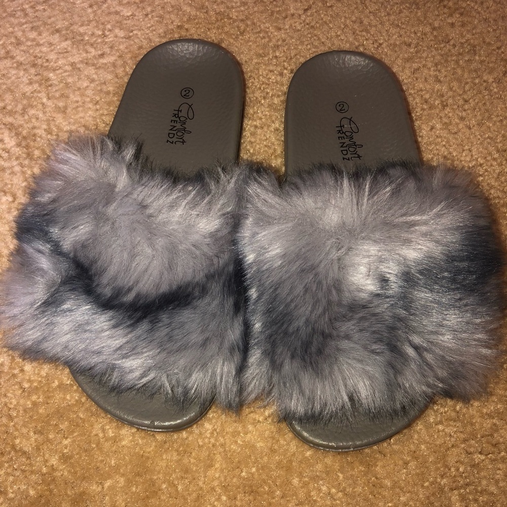 Little furry girl slides